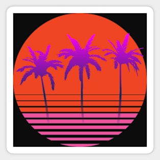 Retrowave Sun Palm Trees Art Magnet